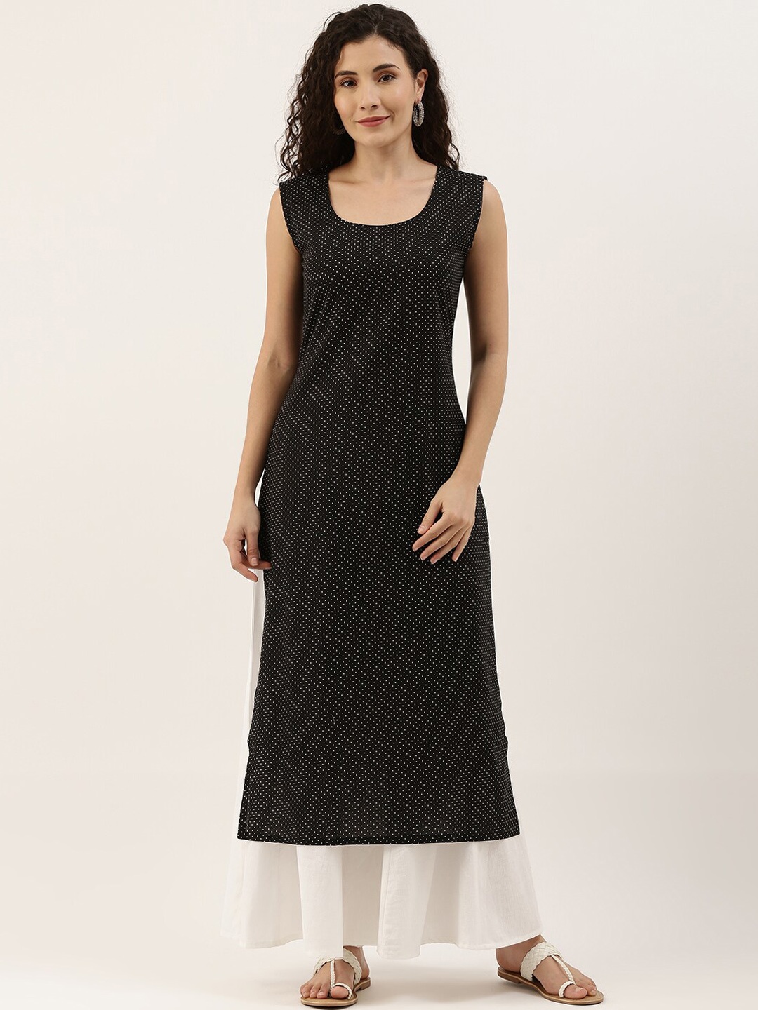 

KALINI Ethnic Motifs Printed Pure Cotton Kurta with Palazzos, Black