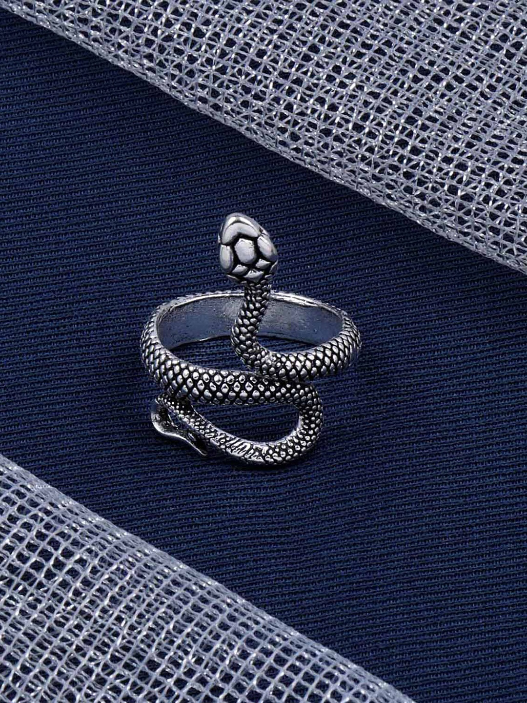 

Silver Shine Set Of 2 Snake Shaped Silver-Plated Ring