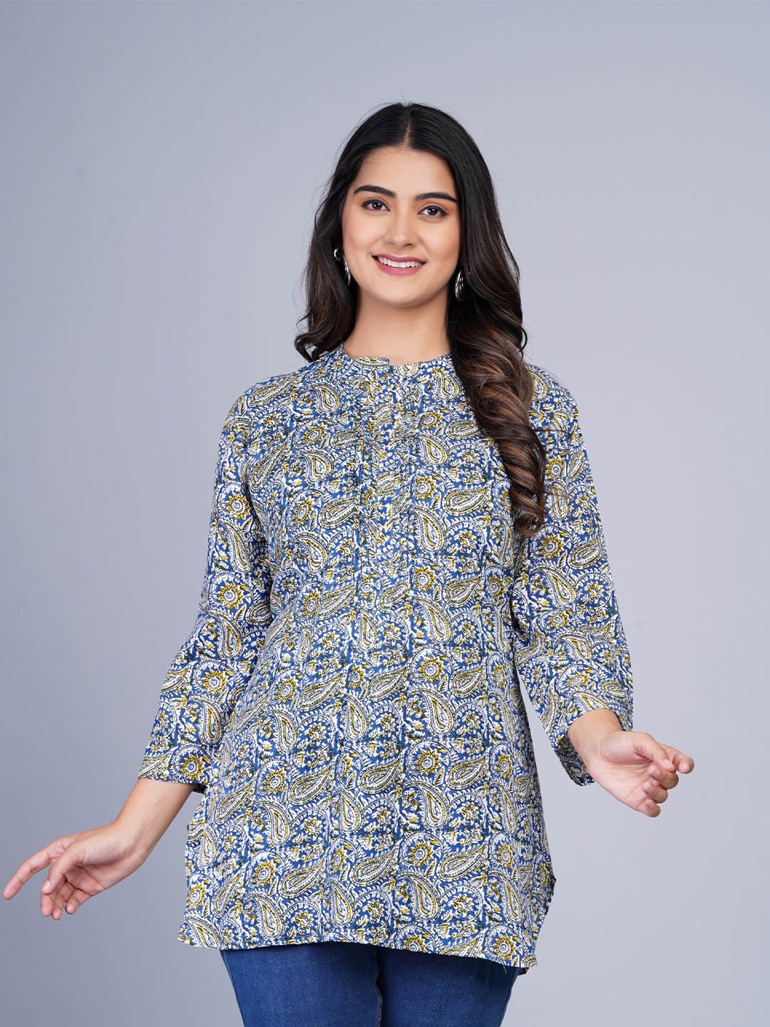 

SkyaSia Ethnic Motifs Printed Tunic, Grey