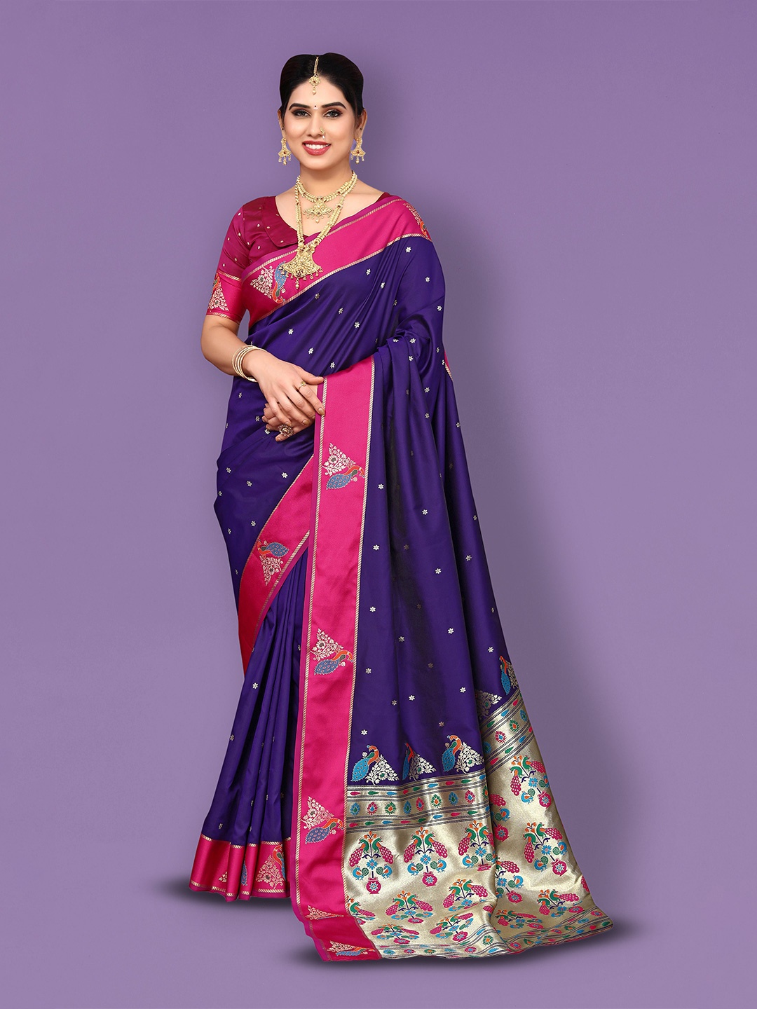 

Ekta Textiles Woven Design Zari Pure Silk Banarasi Saree, Blue