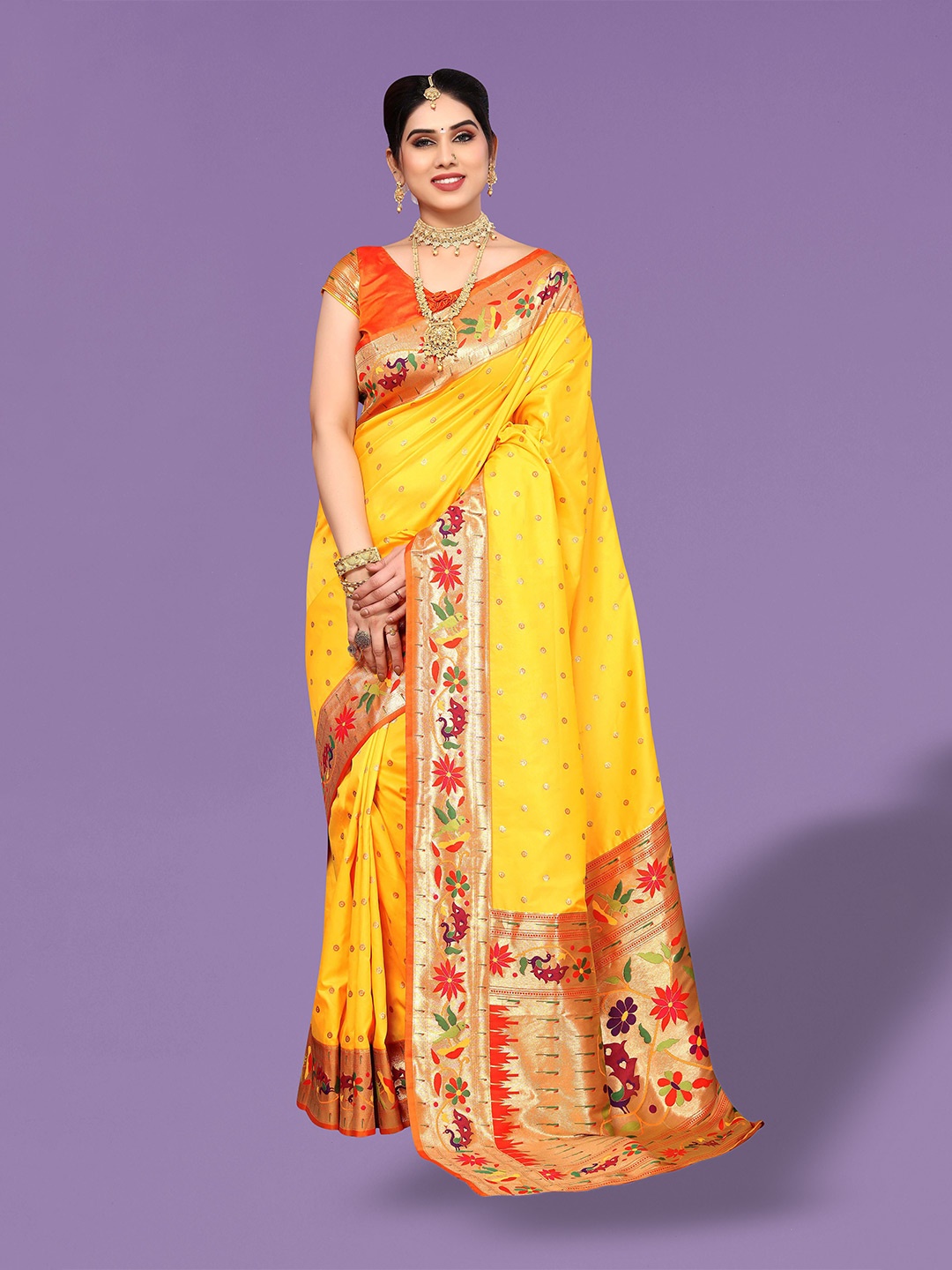 

Ekta Textiles Woven Design Zari Pure Silk Banarasi Saree, Yellow