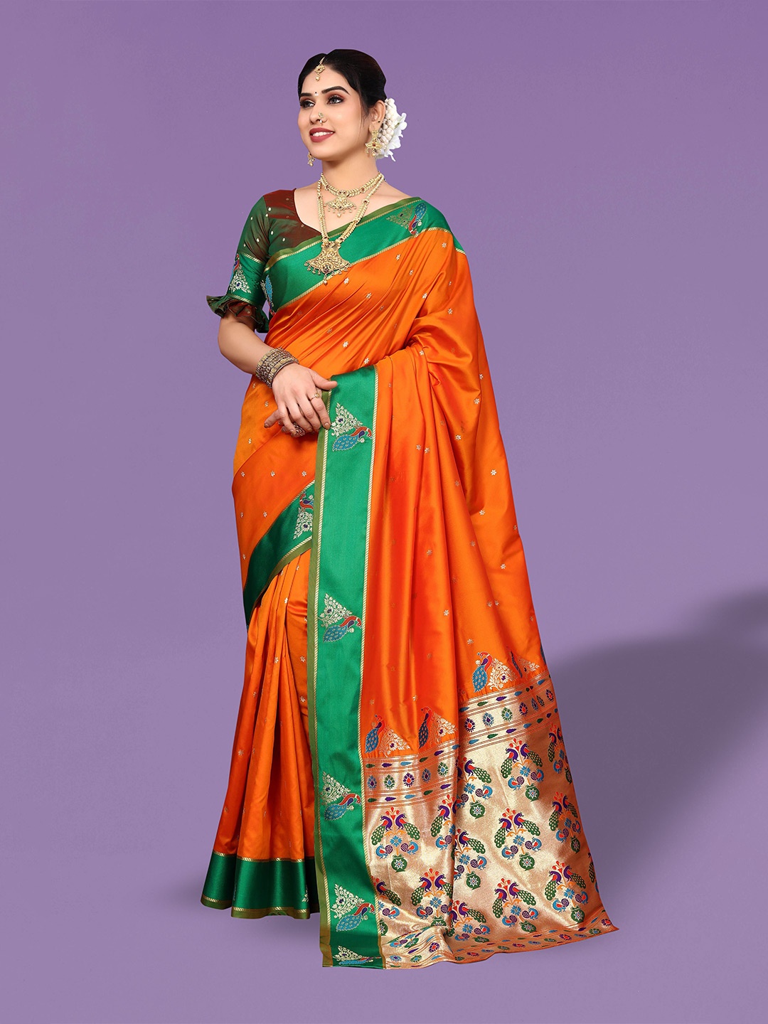 

Ekta Textiles Ethnic Motifs Woven Design Zari Pure Silk Banarasi Saree, Mustard