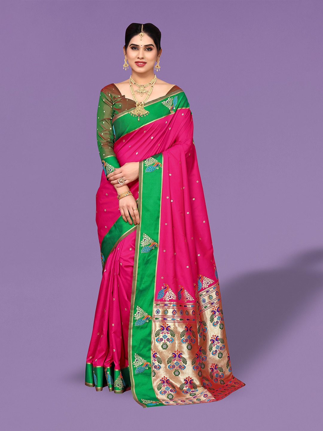 

Ekta Textiles Woven Design Zari Pure Silk Banarasi Saree, Pink
