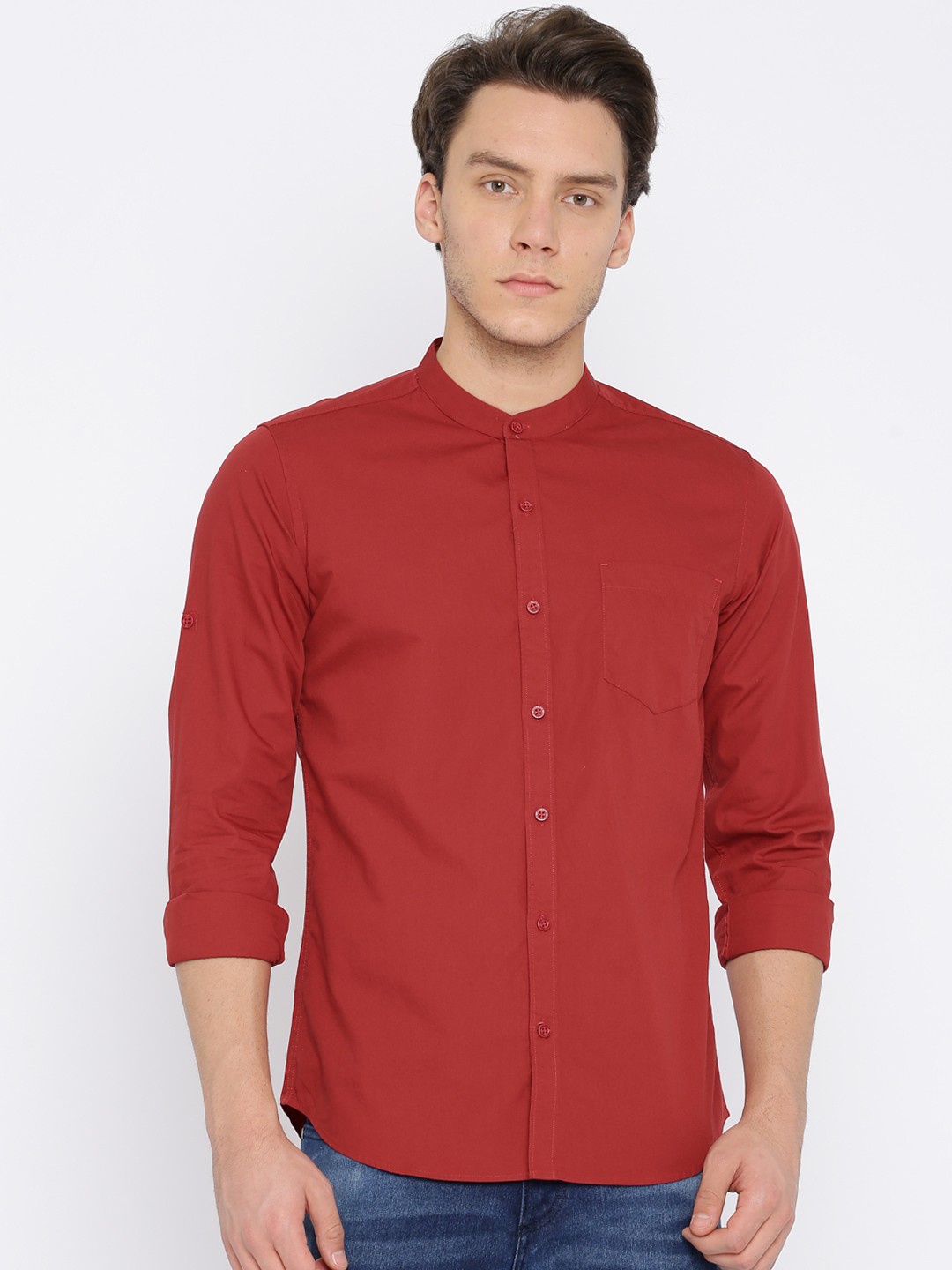 

HIGHLANDER Men Red Slim Fit Solid Casual Shirt