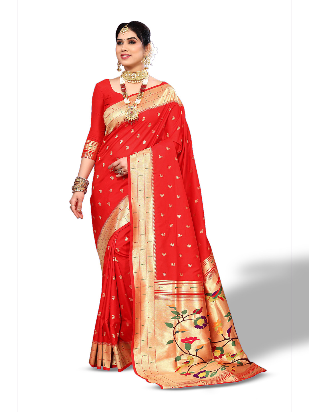 

Ekta Textiles Woven Design Zari Pure Silk Banarasi Saree, Red