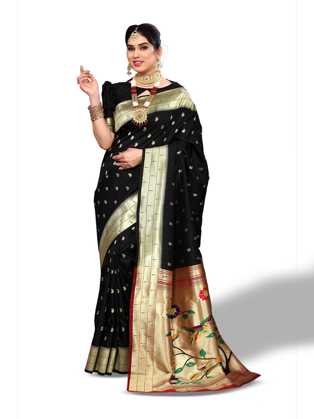 

Ekta Textiles Woven Design Zari Pure Silk Banarasi Saree, Black