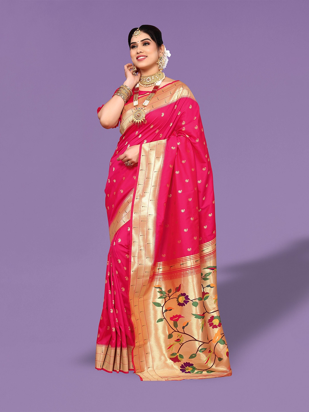 

Ekta Textiles Woven Design Zari Pure Silk Banarasi Saree, Pink