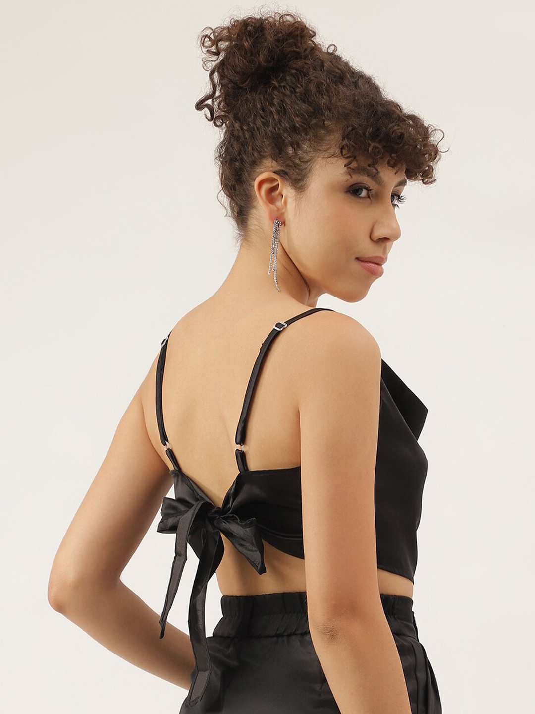 

AAHWAN Cowl Neck Crop Top, Black