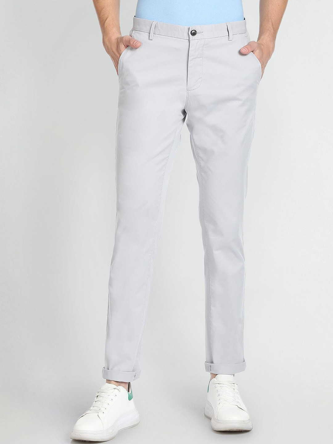 

Arrow Sport Men Slim Fit Low-Rise Regular Trousers, Grey