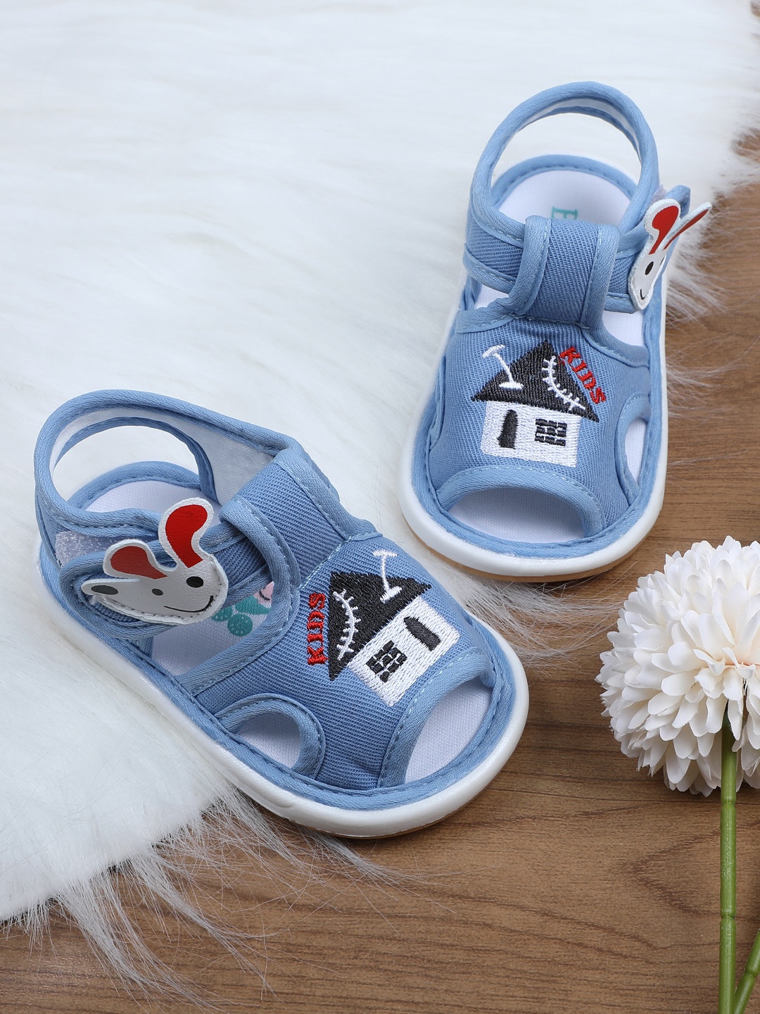 

Baby Moo Infants Anti-Slip Sole Cotton Booties, Blue