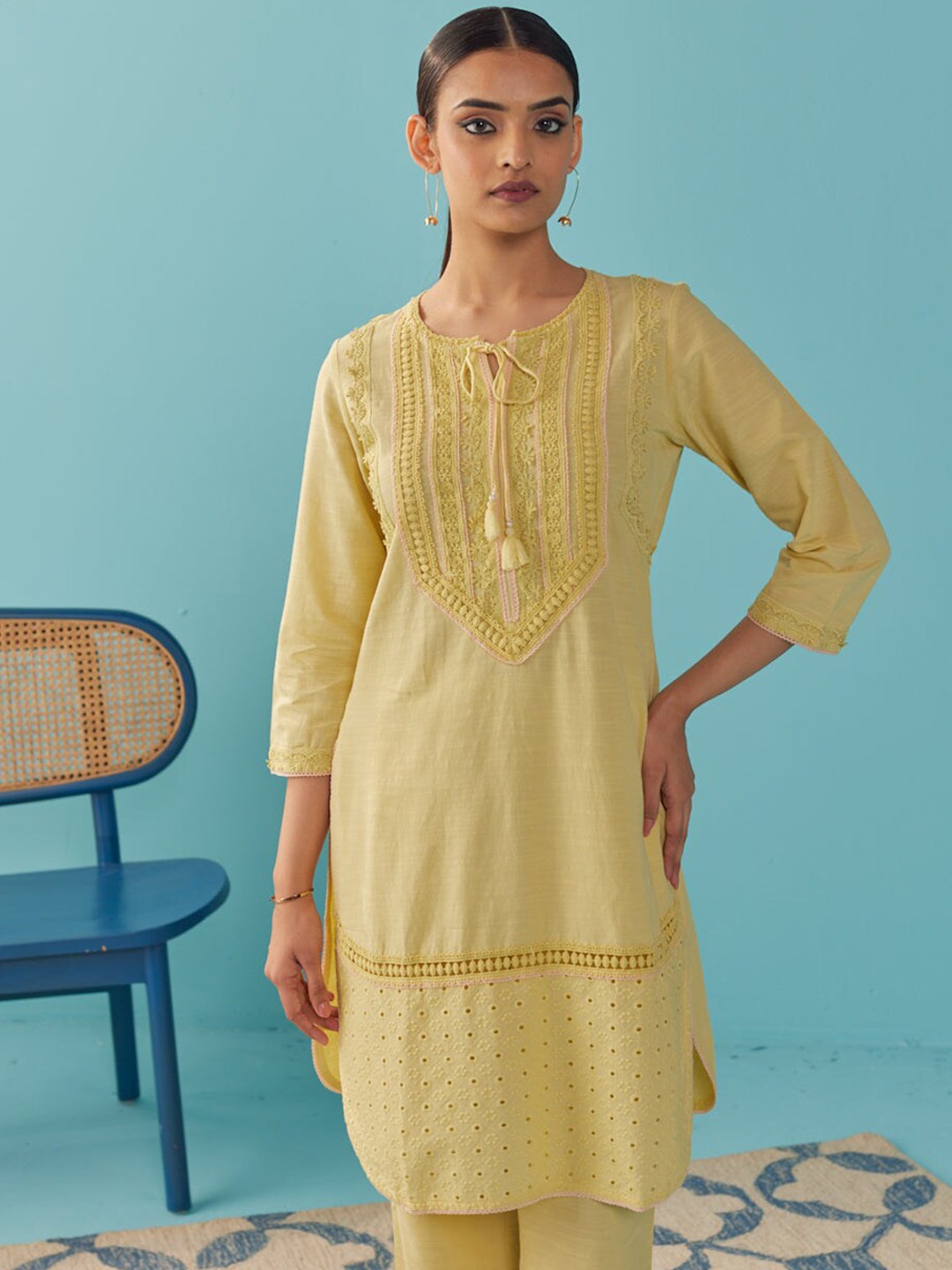 

Lakshita Embroidered Regular Kurta With Trousers, Yellow
