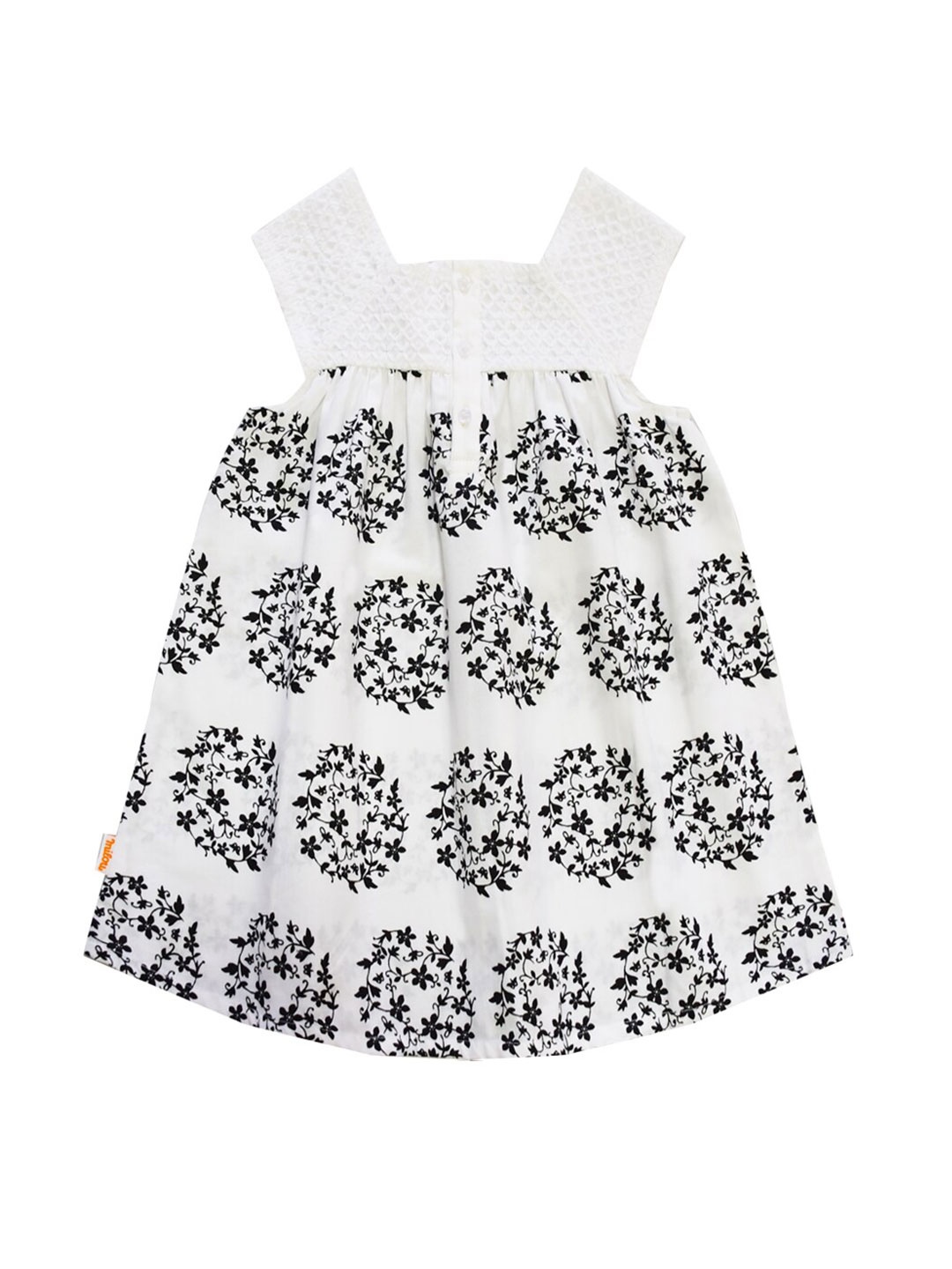 

milou Girls Floral Printed Sleeveless Pure Cotton A-Line Dress, White
