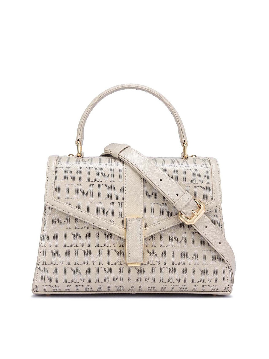 

Da Milano Typography Printed Leather Structured Satchel, Brown
