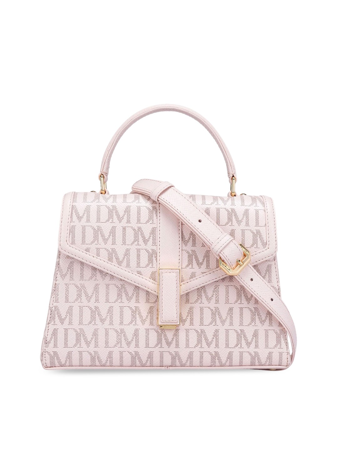 

Da Milano Typography Printed Leather Structured Satchel, Pink
