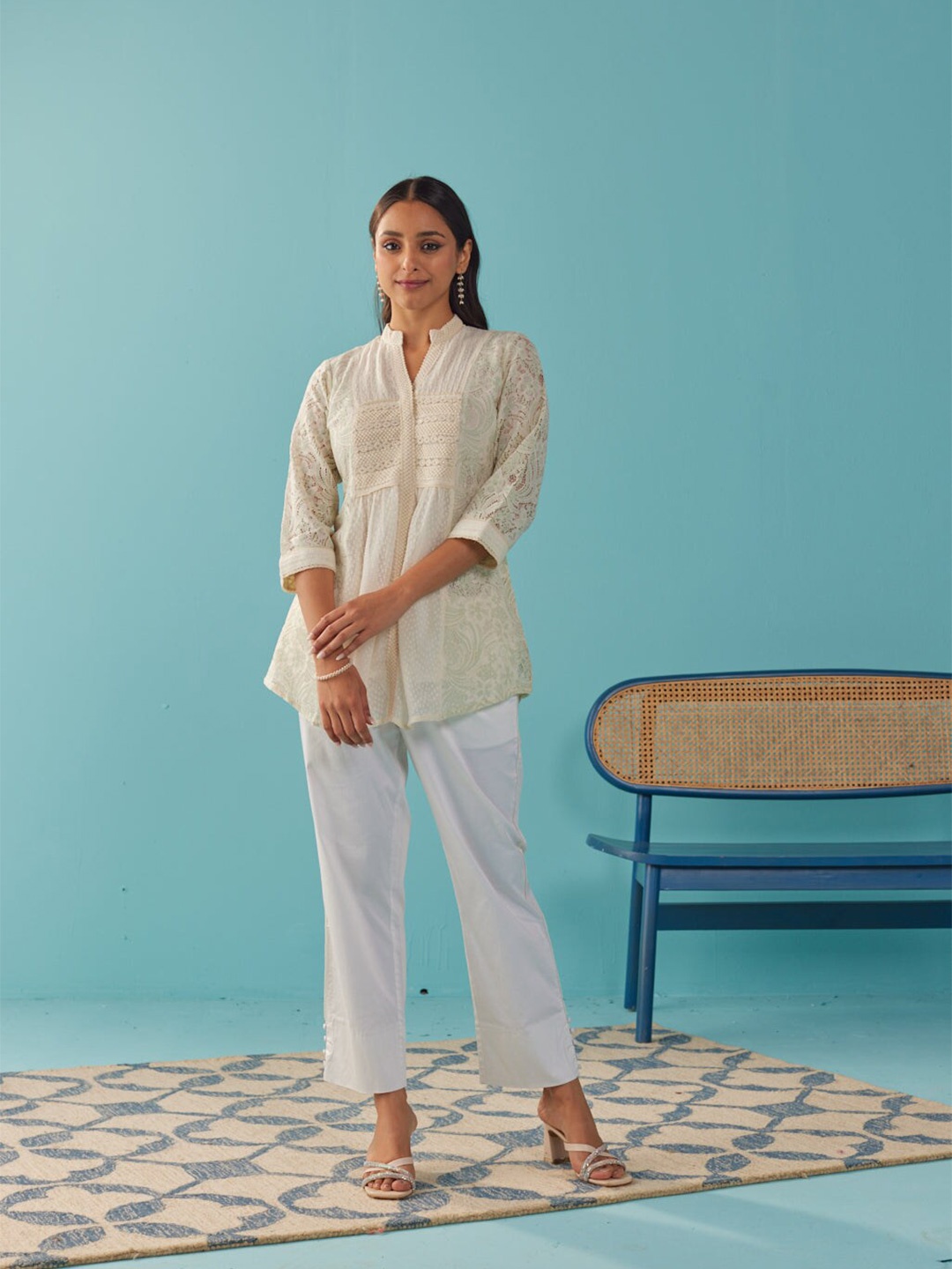 

Lakshita Floral Self Design Cotton Tunic, Peach