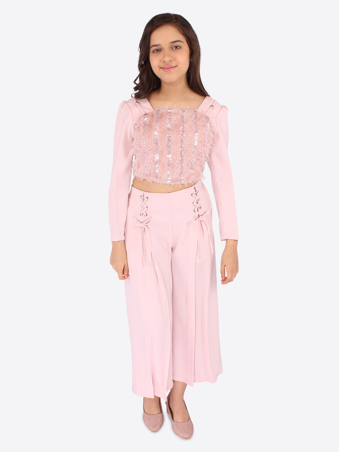 

CUTECUMBER Girls Embellished Top with Palazzos, Pink