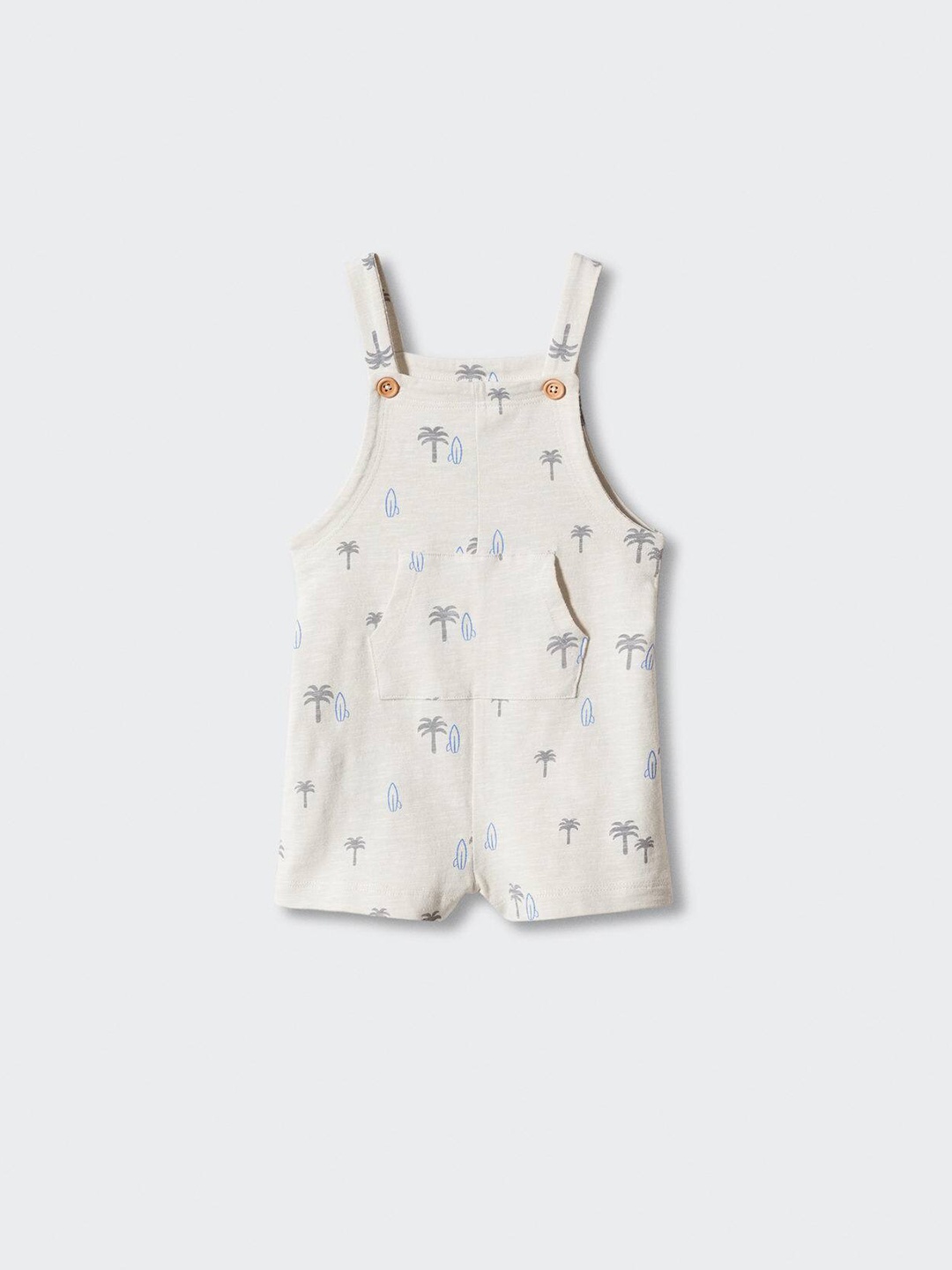 

Mango Kids Boys Printed Pure Cotton Dungarees, Off white