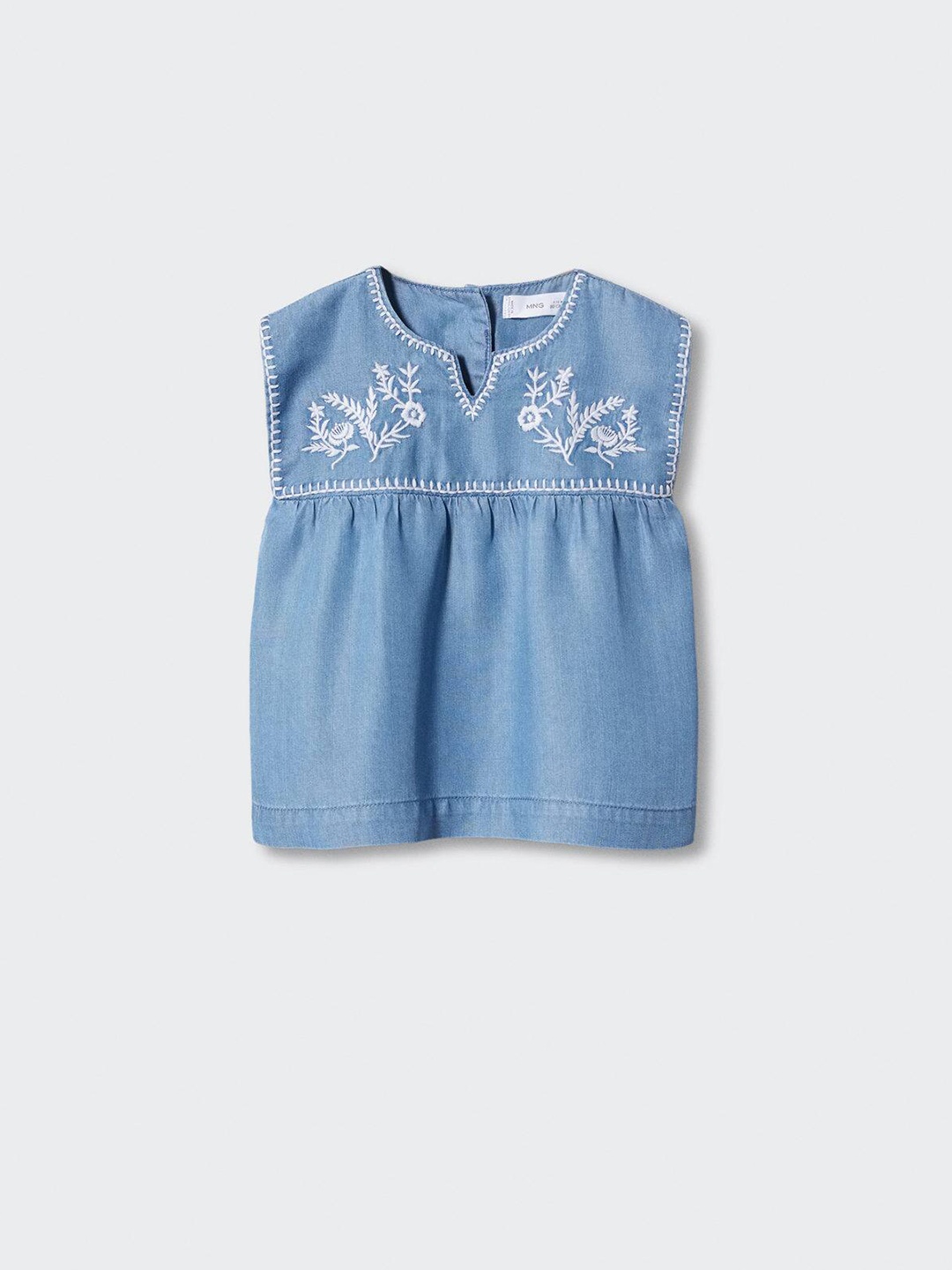 Mango Kids Girls Floral Embroidered Top, Blue