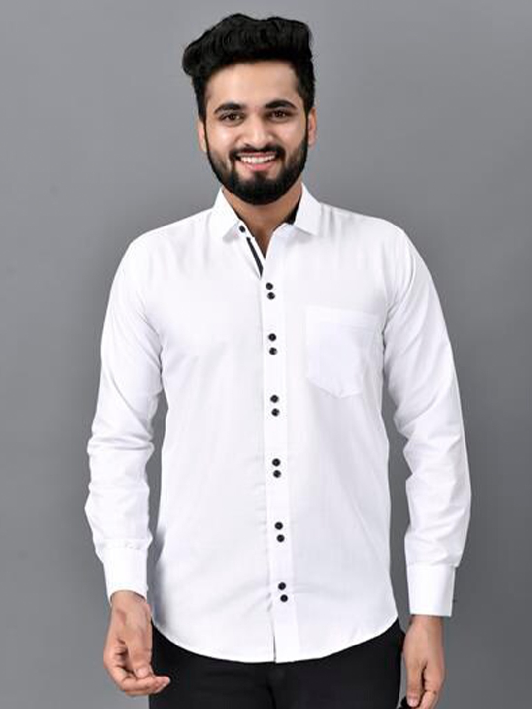 

ETHNIC TRENDZ Standard Opaque Pure Cotton Casual Shirt, White
