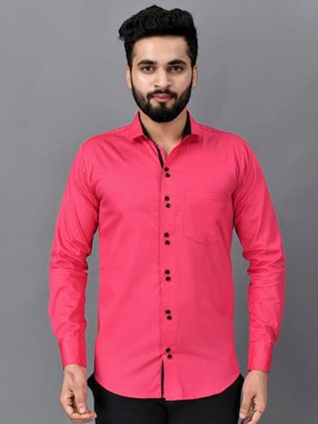

ETHNIC TRENDZ Standard Opaque Pure Cotton Casual Shirt, Pink