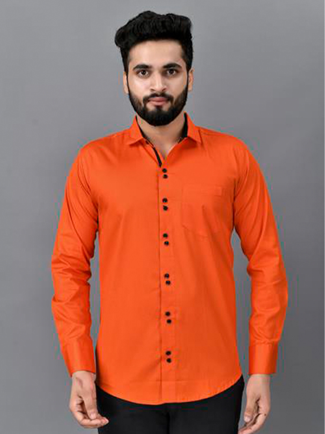 

ETHNIC TRENDZ Standard Opaque Pure Cotton Casual Shirt, Orange