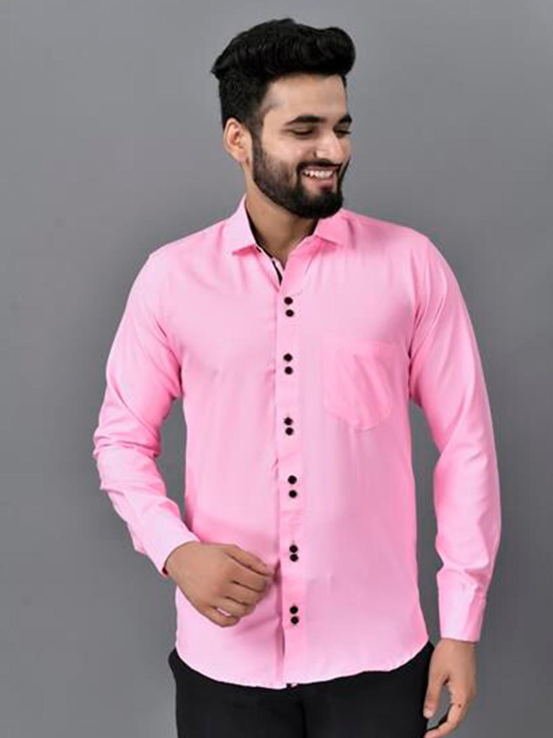 

ETHNIC TRENDZ Standard Pure Cotton Formal Shirt, Pink