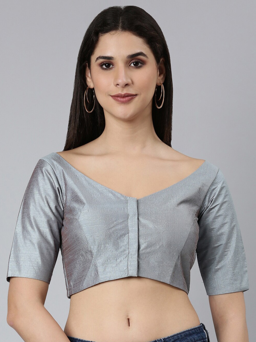 

panchhi Pure Silk Saree Blouse, Grey