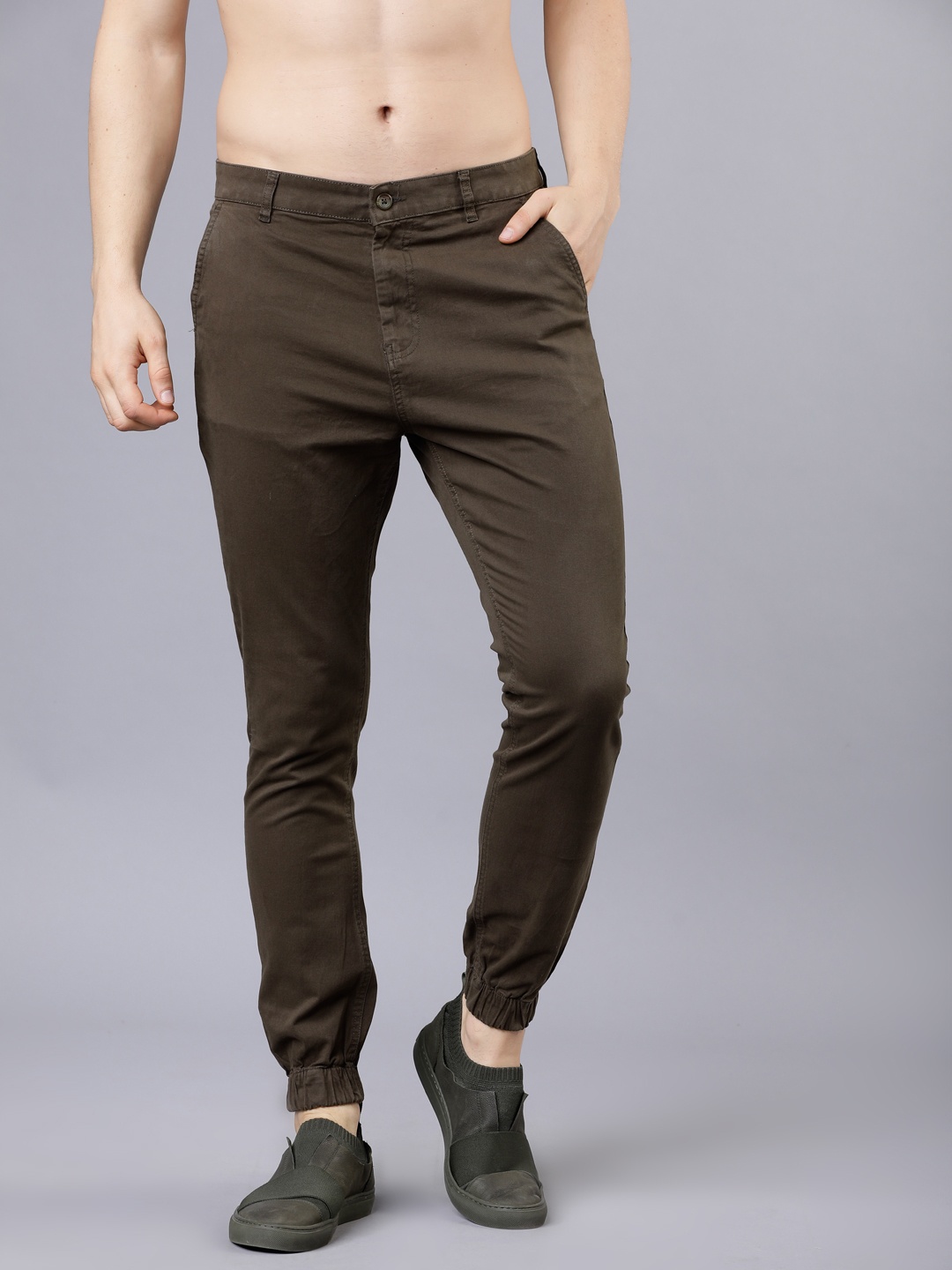 

HIGHLANDER Men Olive Green Slim Fit Joggers