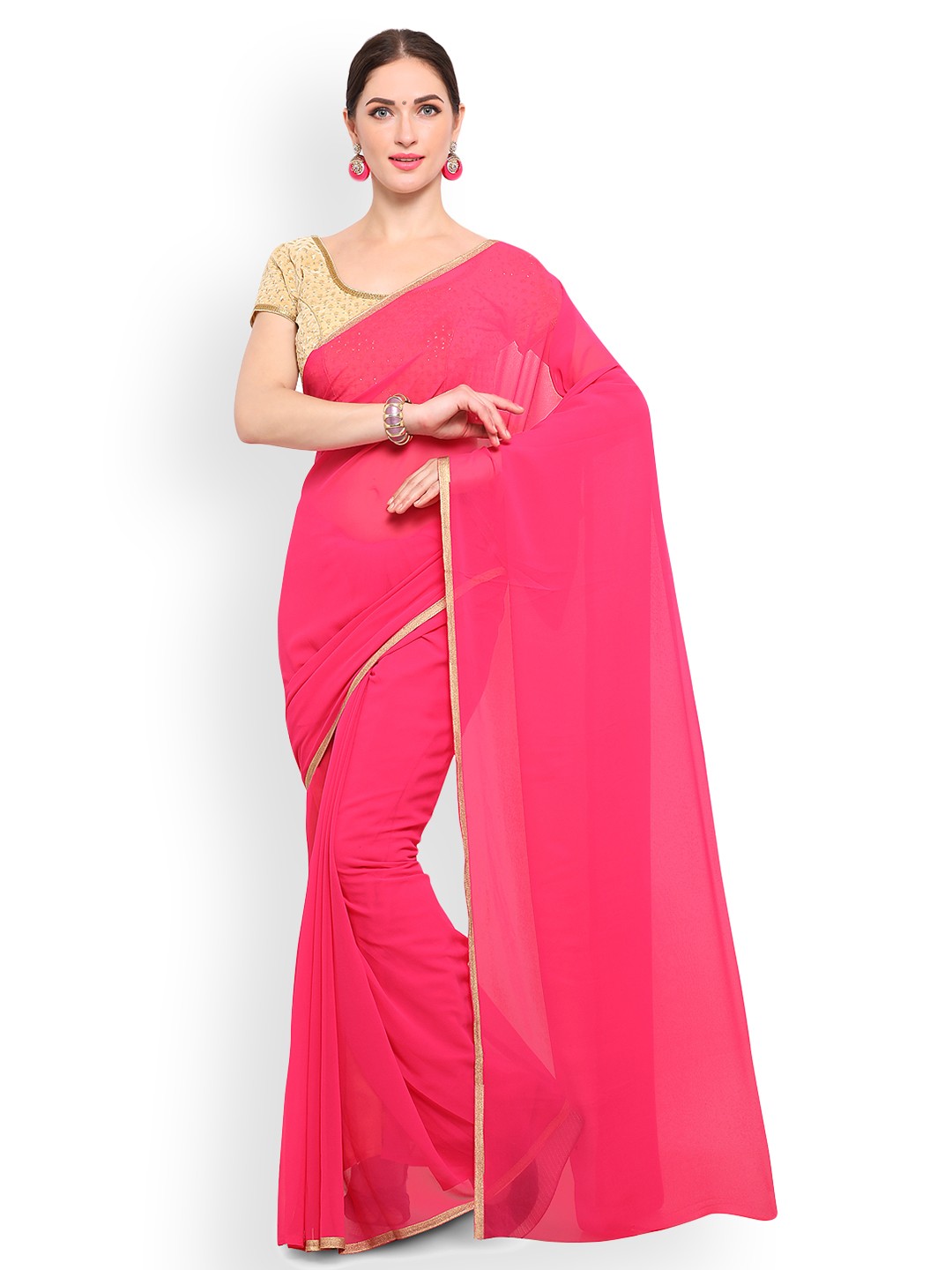 

Saree mall Pink Solid Poly Georgette Saree