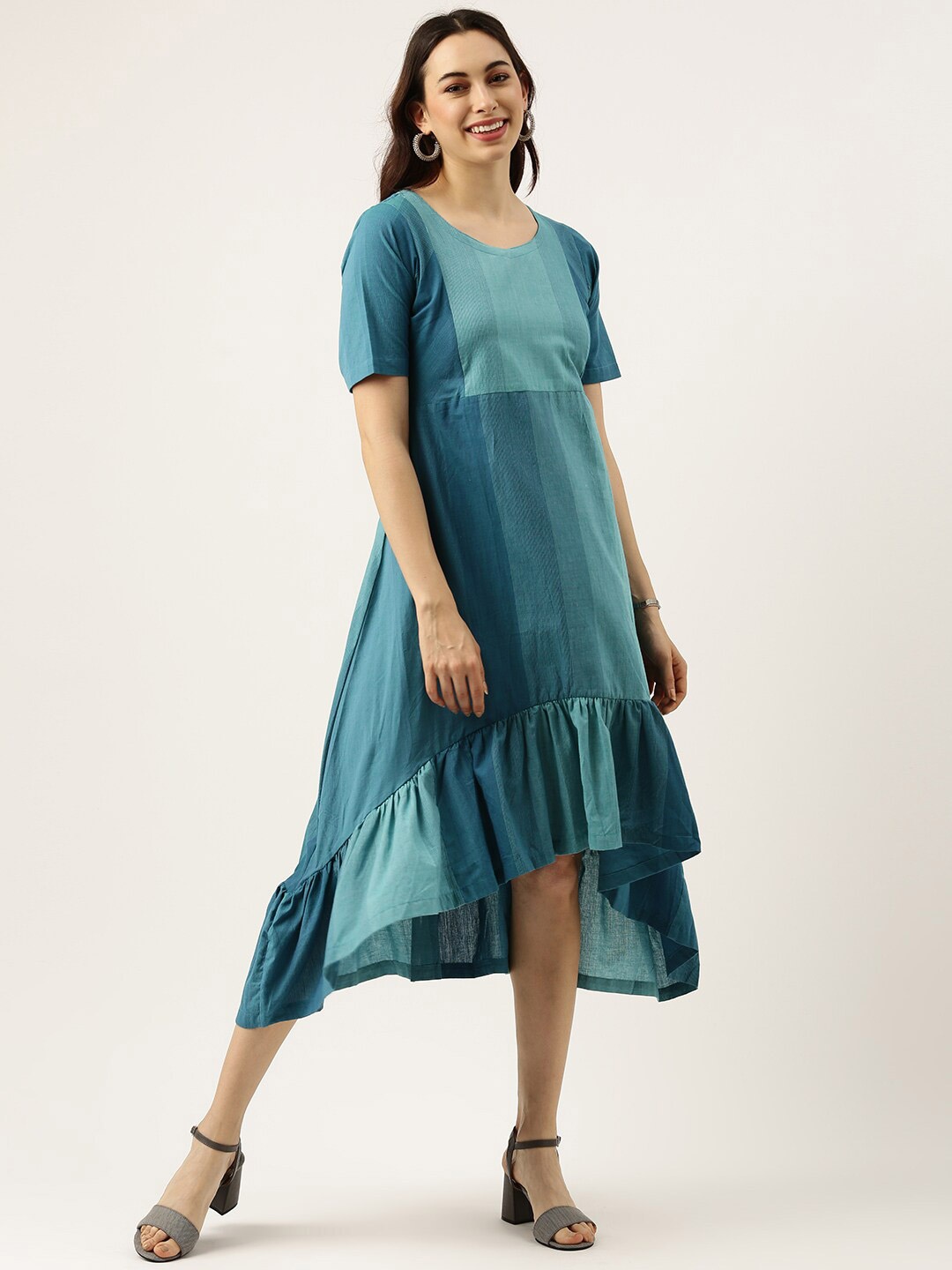 

Lokatita Cotton Empire High-Low Midi Dress, Blue