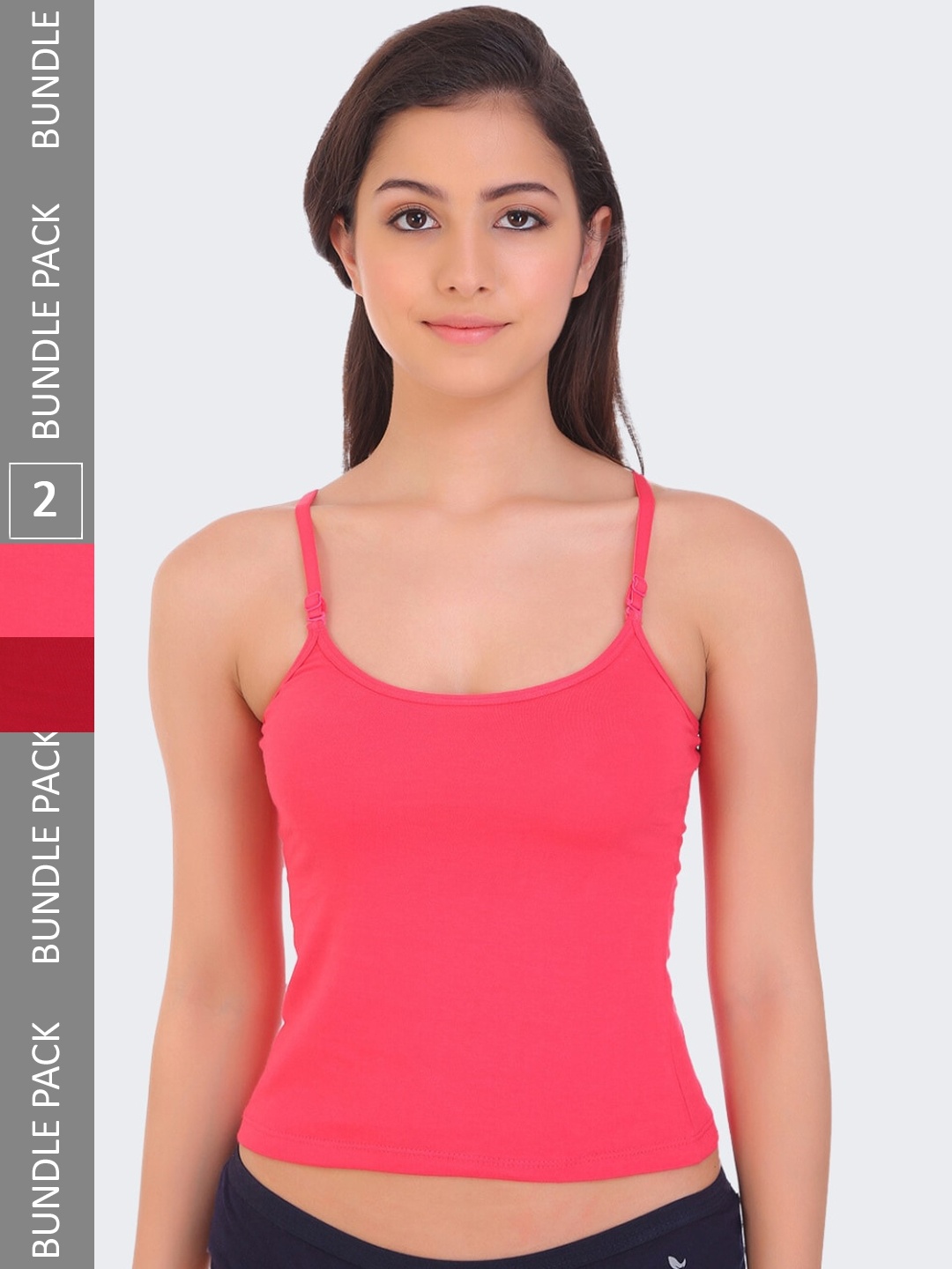 

POOJA RAGENEE Pack Of 2 Pure Cotton Camisoles, Coral