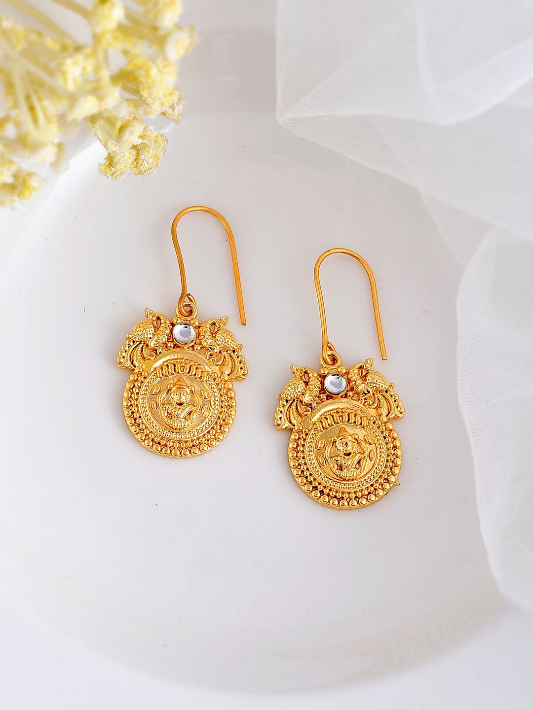 

Silvermerc Designs Gold-Plated Circular Drop Earrings