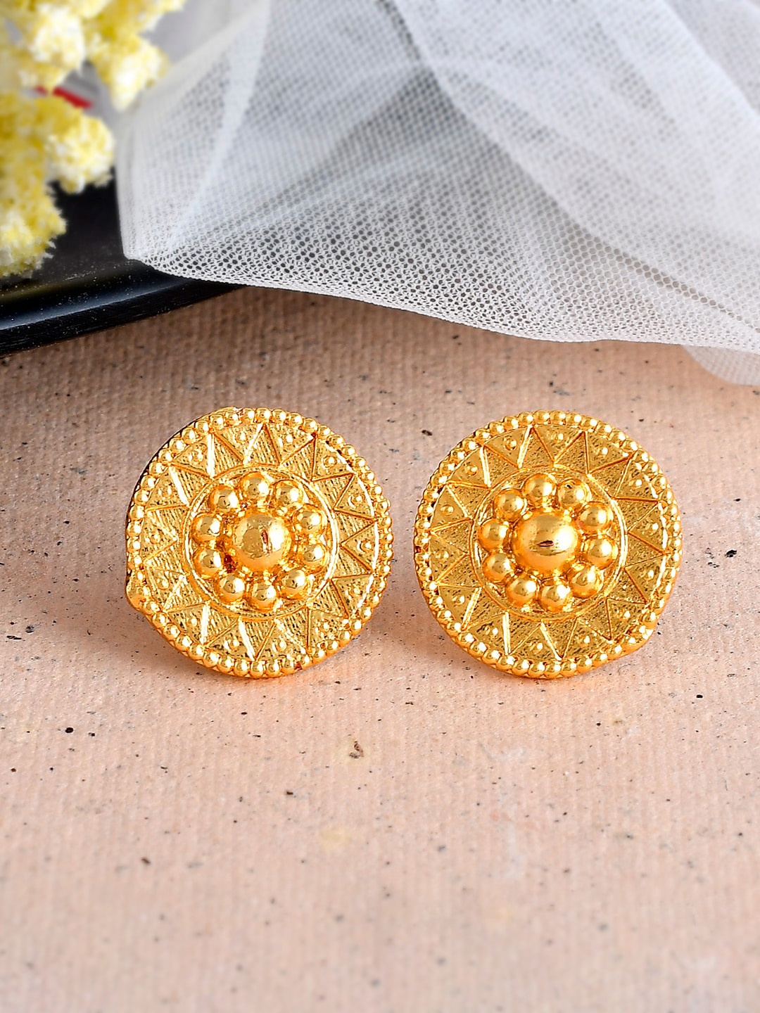 

Silvermerc Designs Gold-Plated Circular Studs Earrings