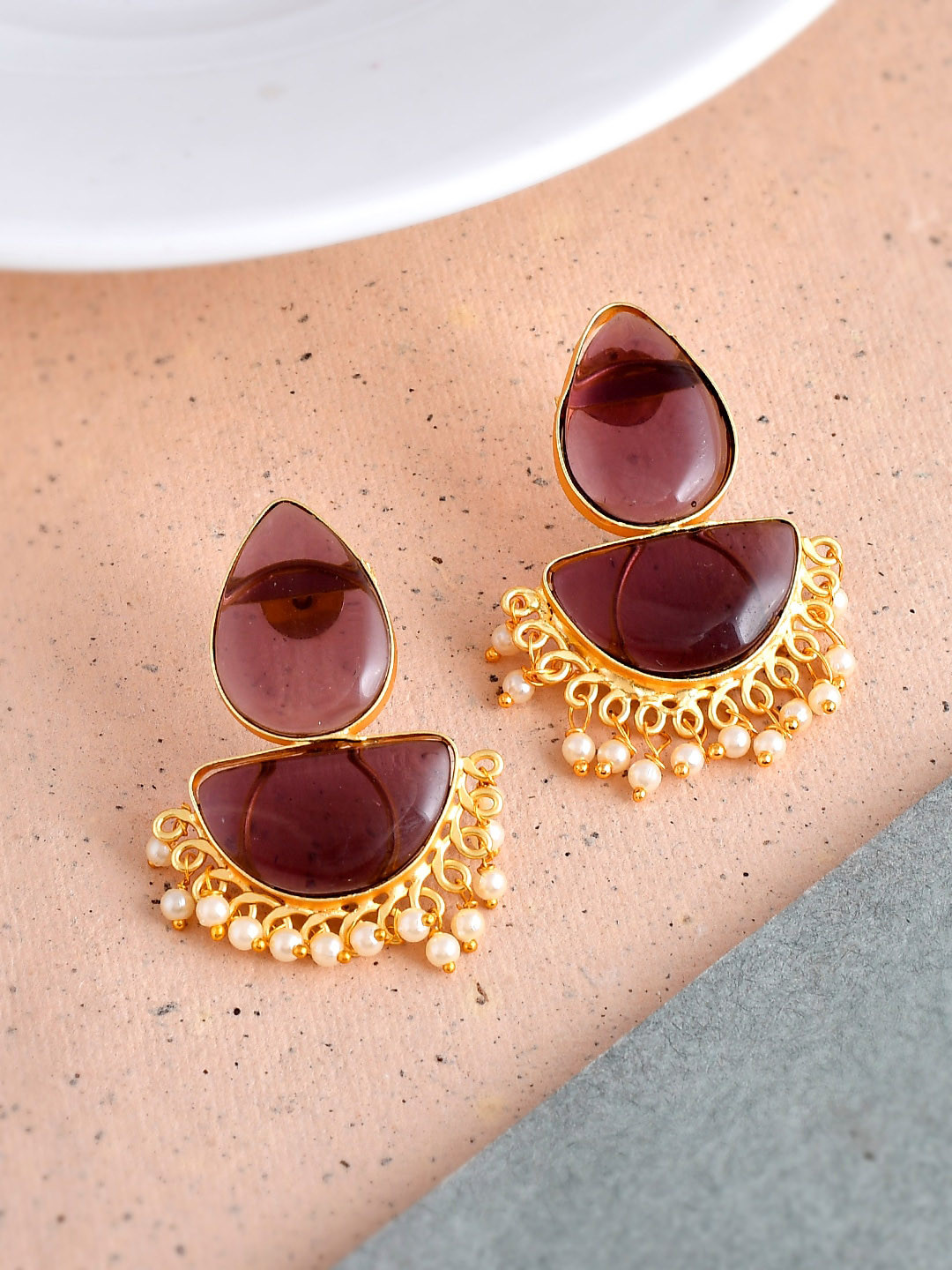 

Silvermerc Designs Gold-Plated Contemporary Drop Earrings
