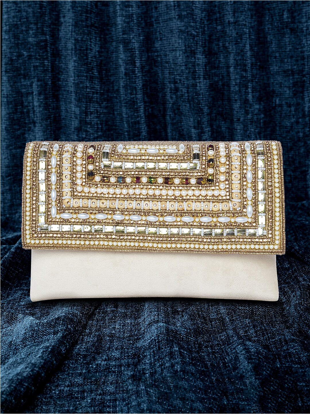 

Peora Embroidered Purse Clutch, Cream