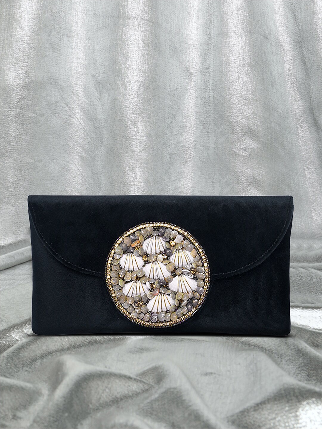 

Peora Embellished Embroidered Purse Clutch, Black