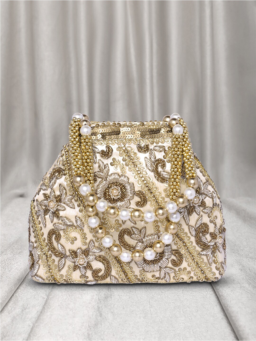 

Peora Embellished Purse Clutch, Cream