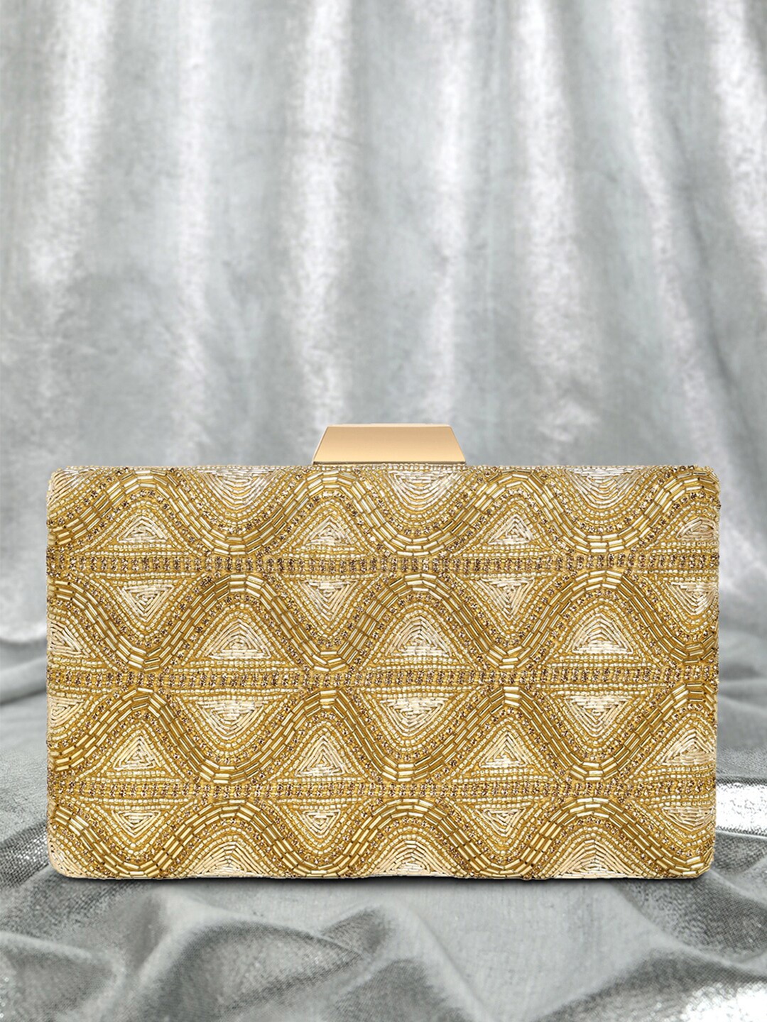 

Peora Embellished Box Clutch, Gold