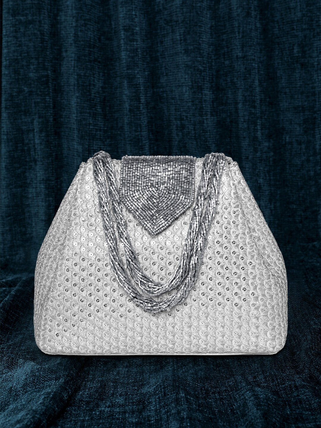 

Peora Embellished Purse Clutch, Silver