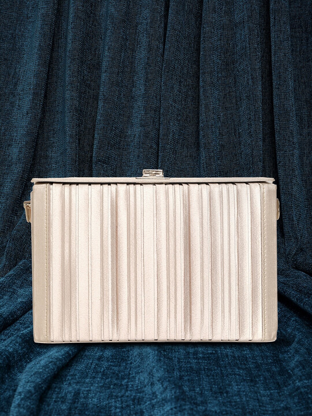 

Peora Striped Purse Clutch, Cream
