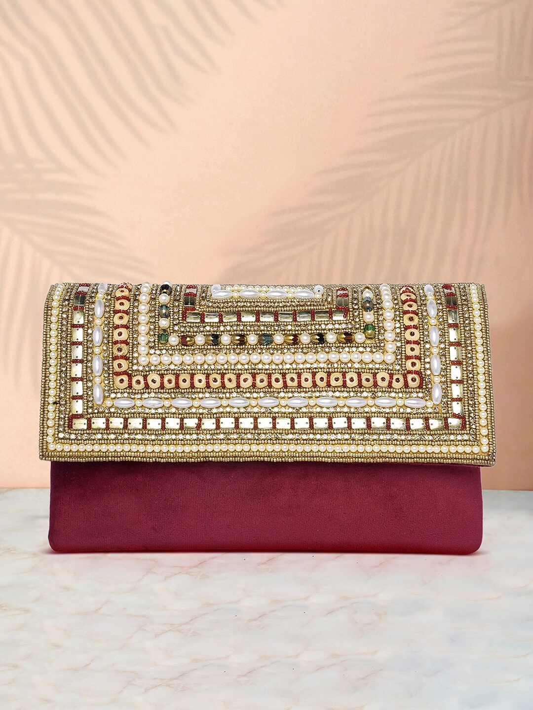 

Peora Embellished Purse Clutch, Maroon