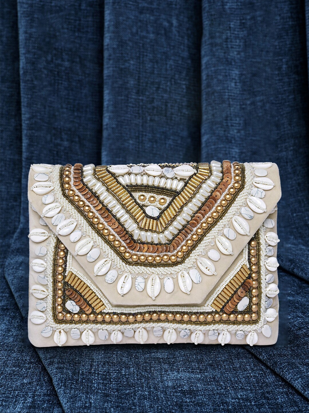 

Peora Embellished Purse Clutch, Cream