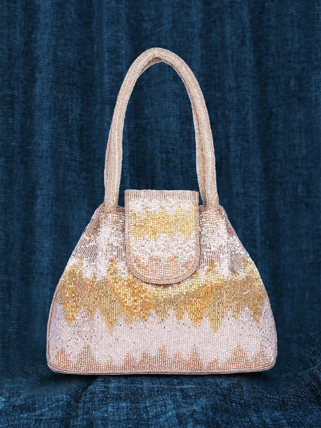 

Peora Textured Embellished Purse Clutch, Rose gold