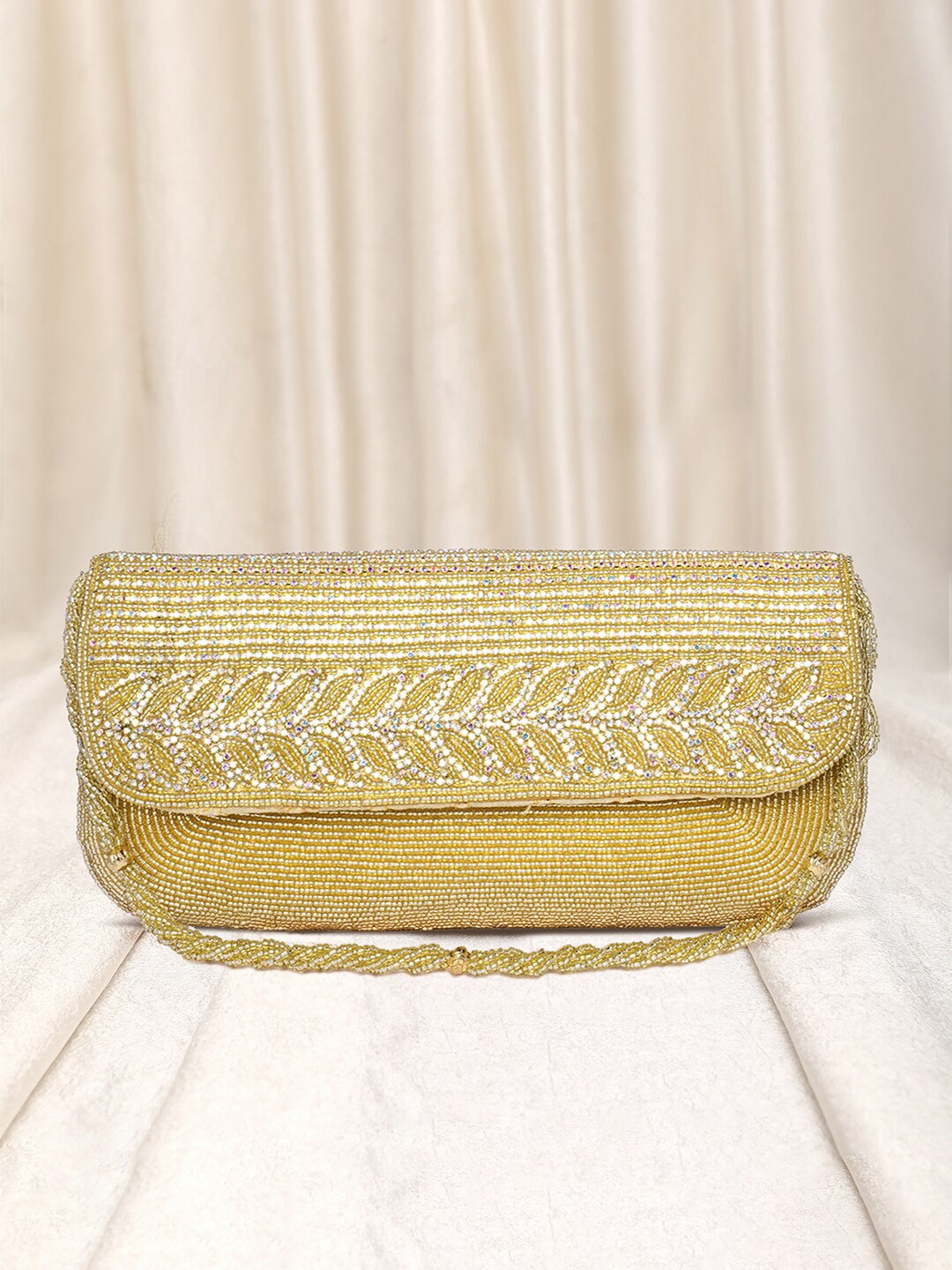 

Peora Embroidered Embellished Purse Clutch, Gold