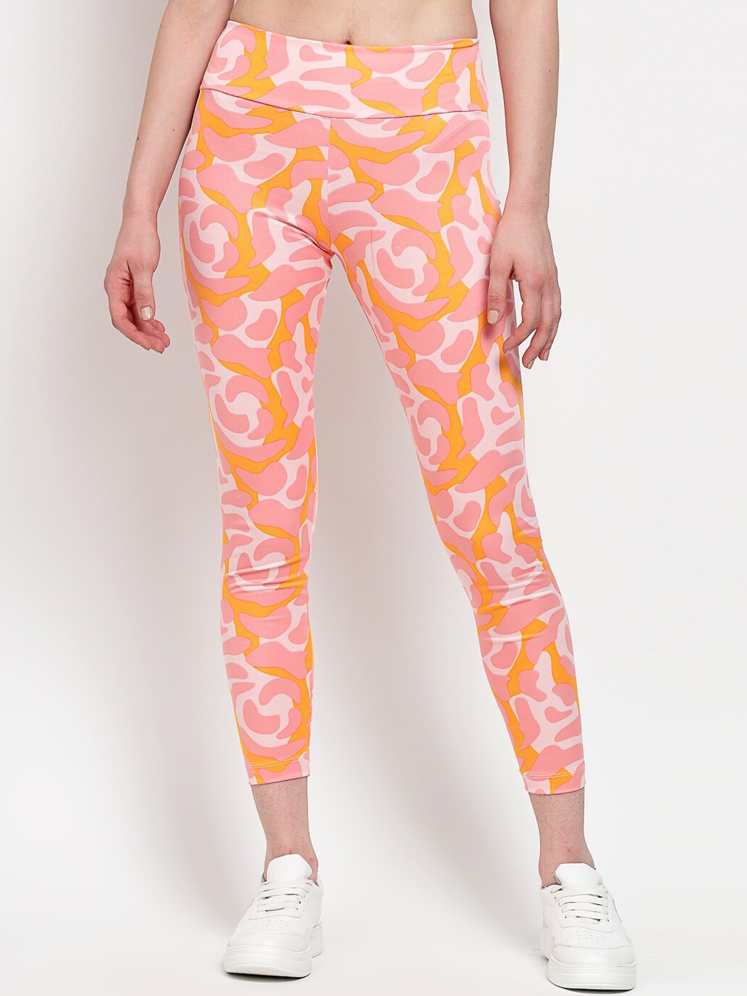 

YOONOY Women Printed High-Waist Tights, Orange