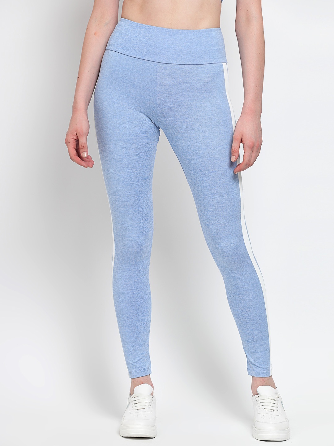 

YOONOY Women High Waist Tights With Side Stripes, Blue