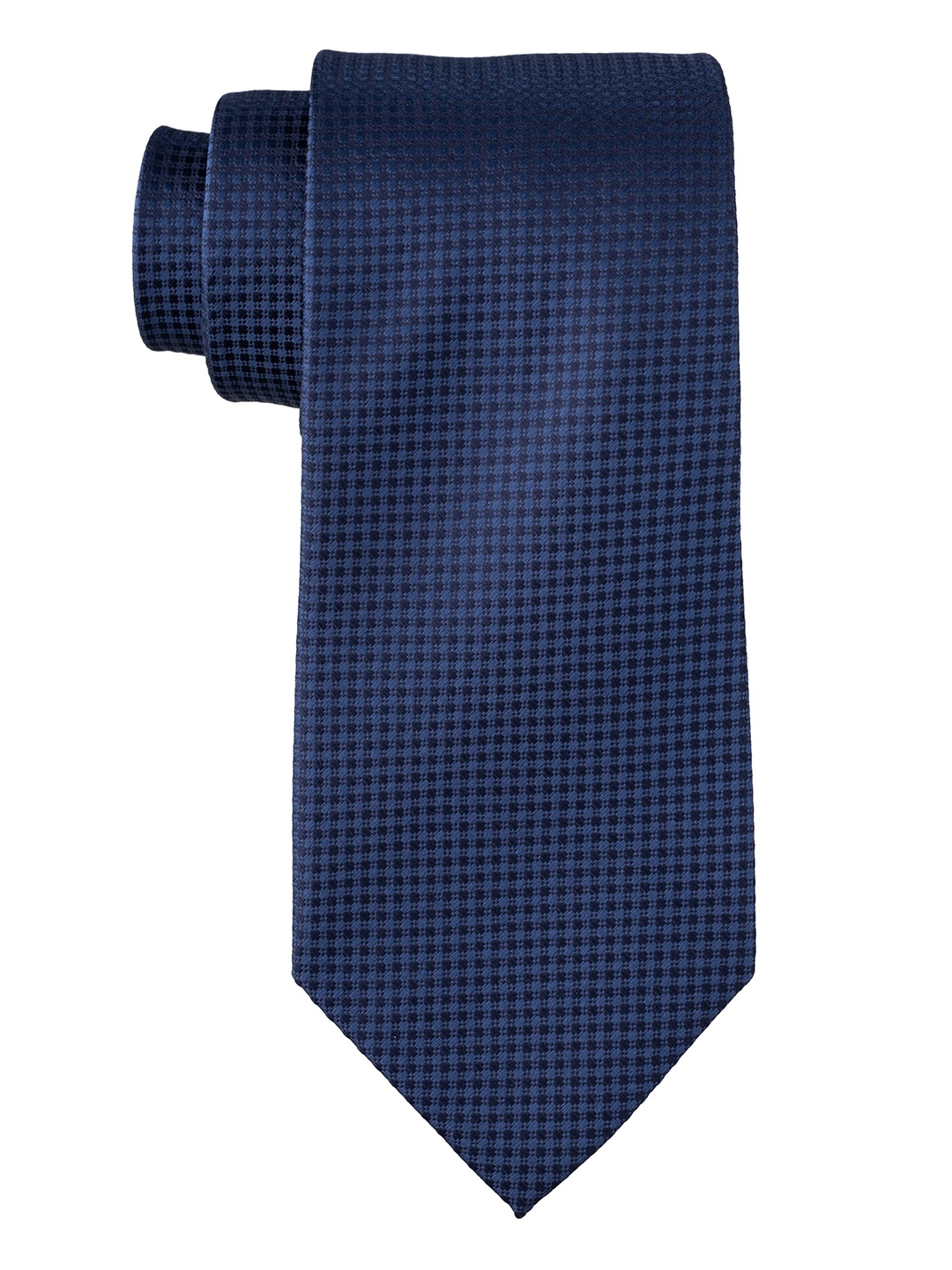 

The Tie Hub Men Checked Silk Broad Tie, Navy blue
