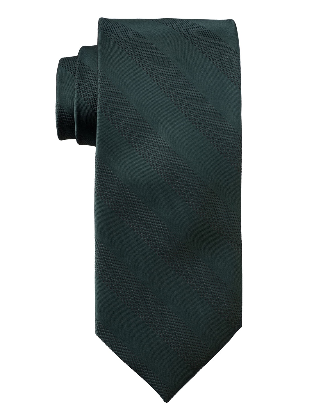 

The Tie Hub Men Striped Pure Silk Skinny Tie, Green