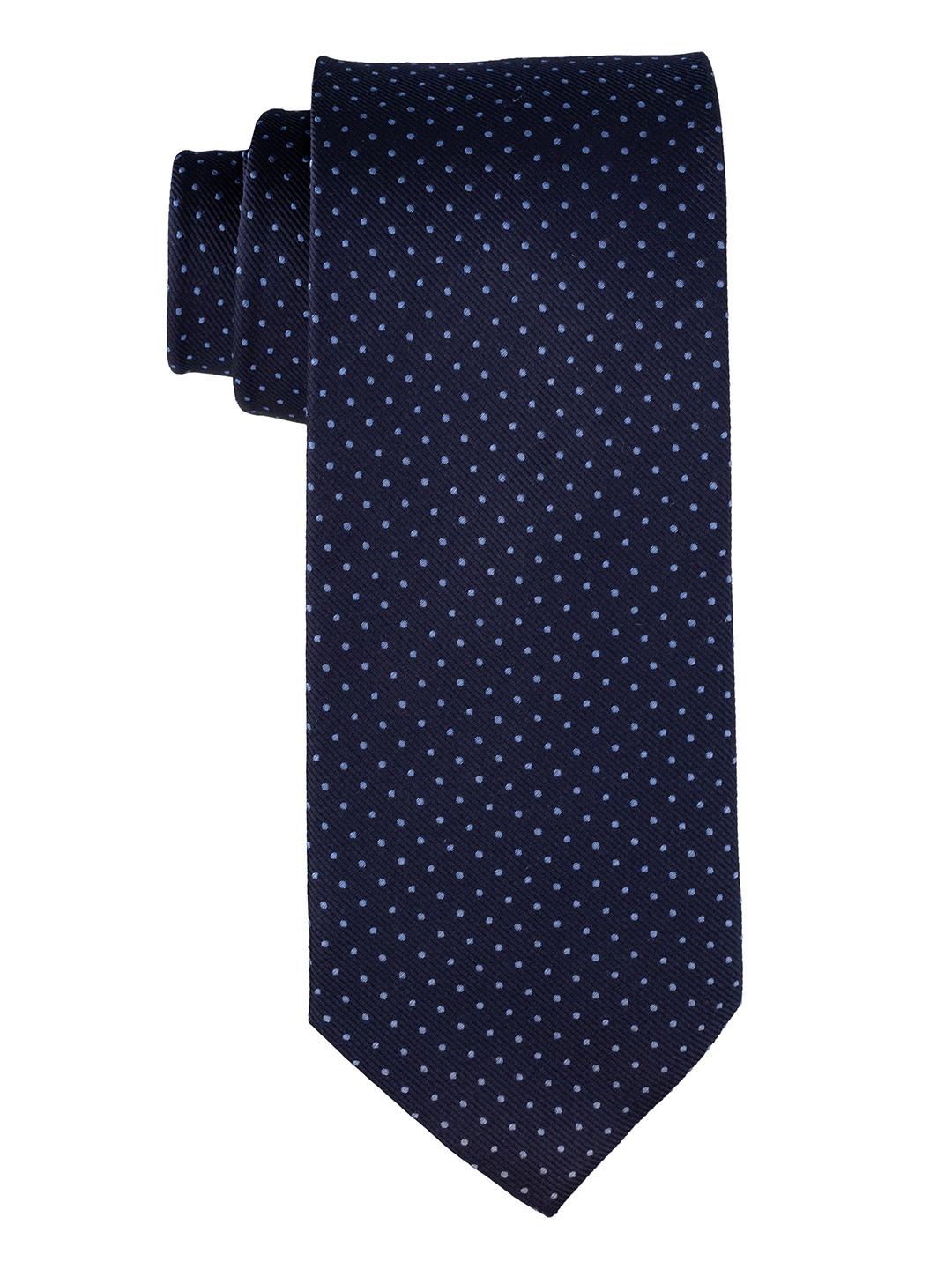 

The Tie Hub Men Polka Dots Printed Pure Silk Broad Tie, Navy blue