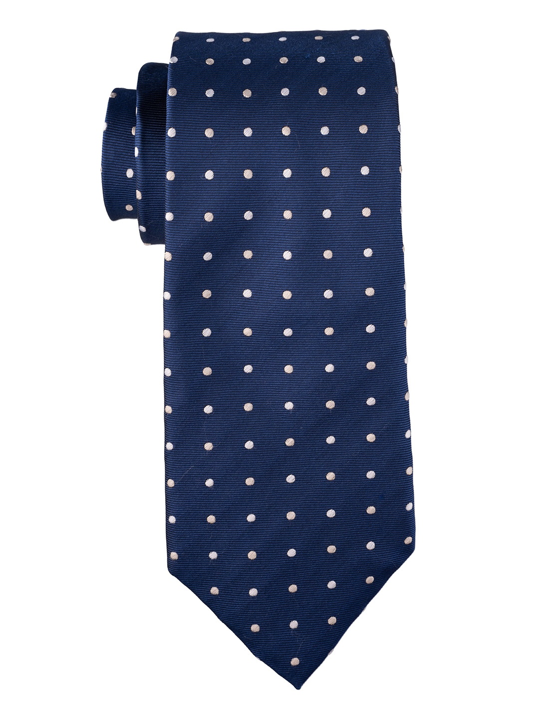 

The Tie Hub Men Polka Dots Woven Design Pure Silk Skinny Tie, Blue